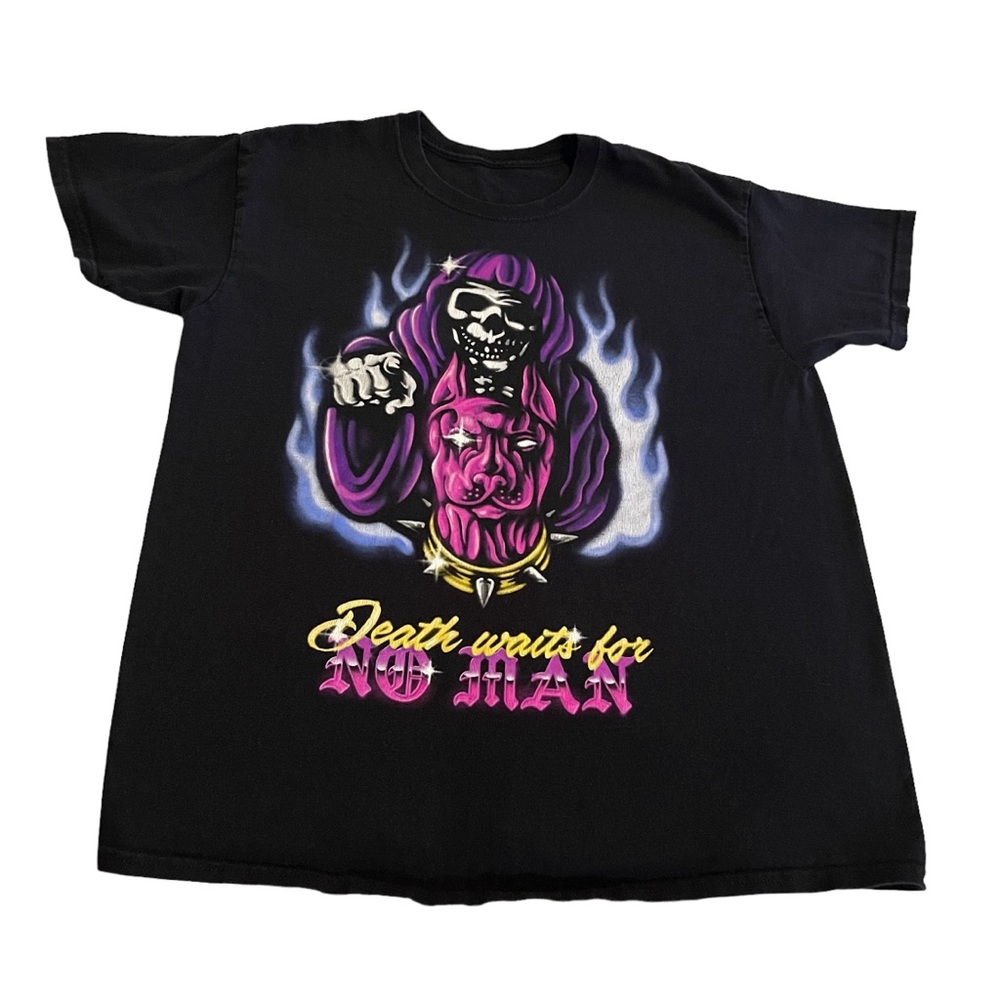 Skeleton Shirt Men Large Black‎ Skull Graphic Death Horror Crew Neck Casual Tee